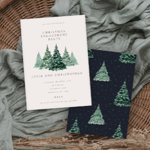 Evergreen Christmas Engagement Party  Invitation