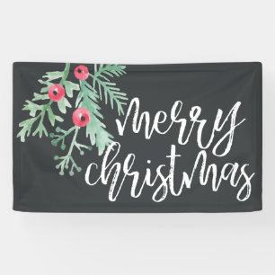 Evergreen Christmas Holiday Banner Slate