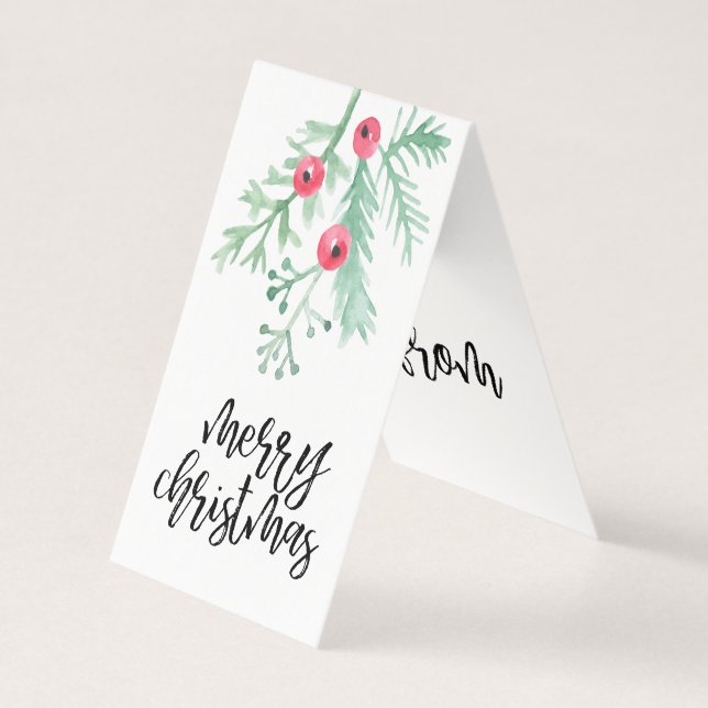 Evergreen Christmas Holiday Folded Gift Tag (Front)