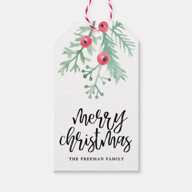 Evergreen Christmas Holiday Gift Tag (Front)
