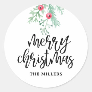 Evergreen Christmas Holiday Personalised Stickers