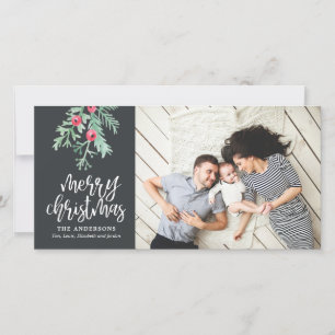 Evergreen Christmas Holiday Photo Slate Card