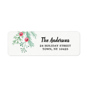 Evergreen Christmas Holiday Return Address Label