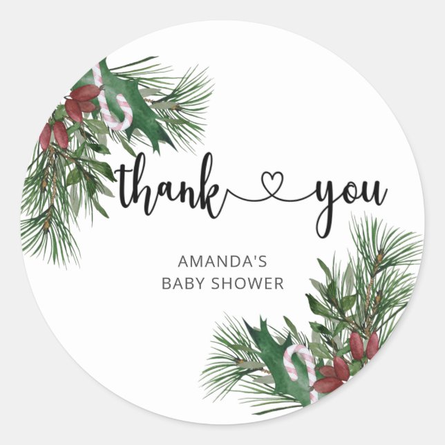 Evergreen Christmas Santa Classic Round Sticker (Front)