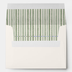 Evergreen Christmas Striped Sage Green Inside Envelope