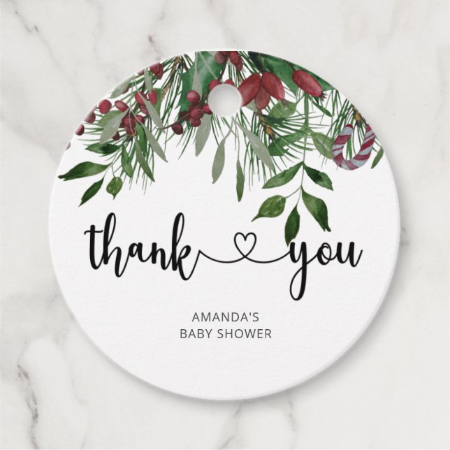 Evergreen Christmas Thank You  Favour Tags (Front)