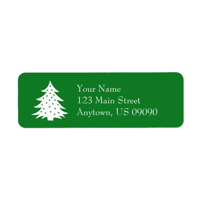 Evergreen Christmas Tree Address Labels (Green) (Front)