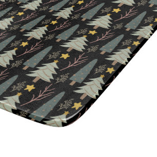 Evergreen Christmas Tree Pattern Cosy Winter Woods Cutting Board
