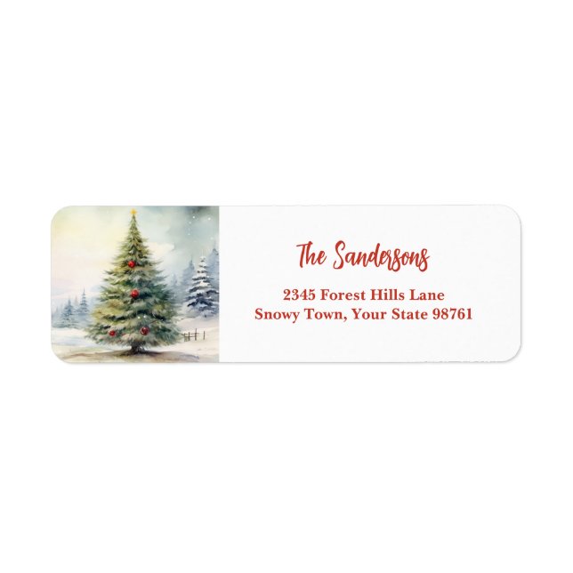 Evergreen Christmas Tree Return Address Label (Front)