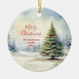 Evergreen Christmas Tree Vintage Ceramic Tree Decoration