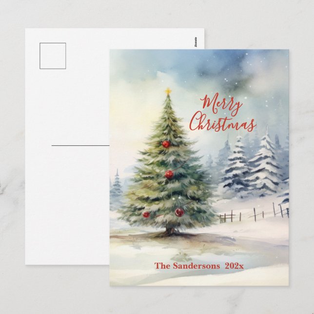 Evergreen Christmas Tree Vintage Holiday Postcard (Front/Back)