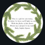 Evergreen christmas wreath - Prayer Candle Label<br><div class="desc">Gorgeous Christmas green wreath made of pine wood. Matching items available.</div>