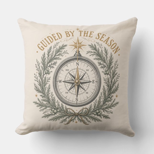Evergreen Compass Cabin Christmas Decor Cushion (Front)
