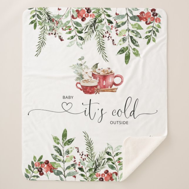 Evergreen cosy baby its cold outside sherpa blanket (Front)