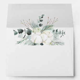 Evergreen & Cotton Flower Pre-Printed Address 5x7  Envelope