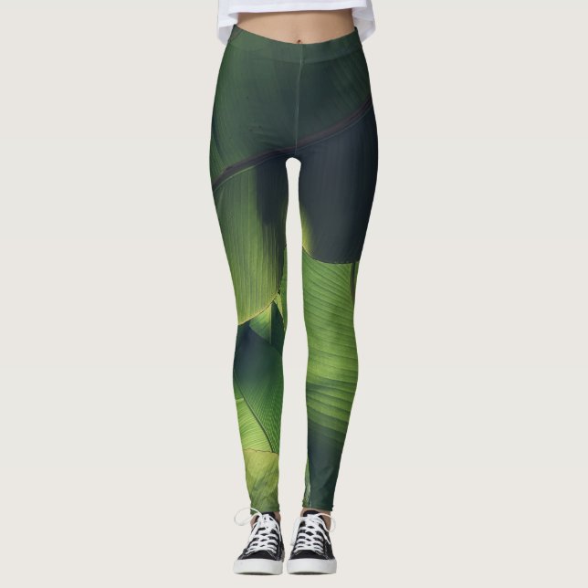 Evergreen Elegance Minimalist Nature-Inspired  Leggings (Front)