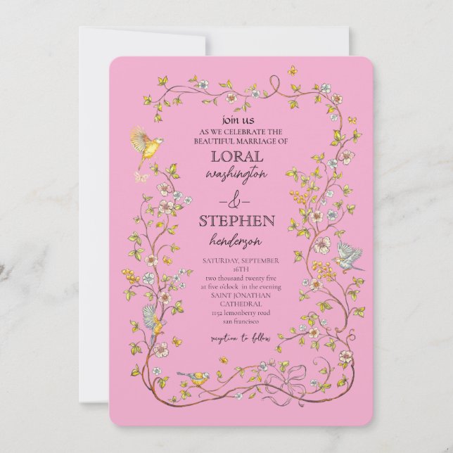 Evergreen Elegance Wedding Invitation (Front)