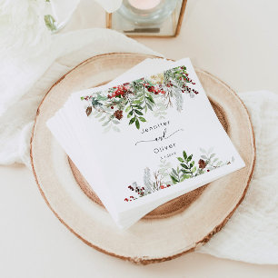 Evergreen elegant Christmas wedding  Napkin