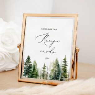 Evergreen elegant leave your recipe card here poster