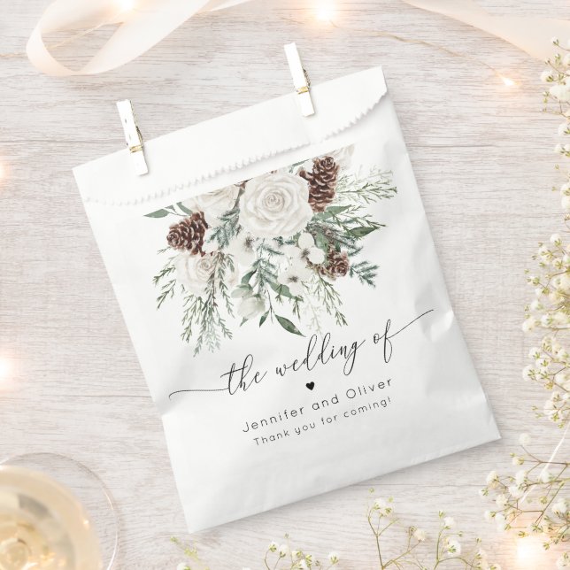 Evergreen elegant winter wedding favour bags (Clipped)
