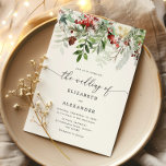Evergreen elegant winter wedding invitation<br><div class="desc">Evergreen elegant winter berry wedding Invitation
Matching items available.</div>