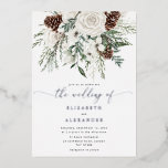 Evergreen elegant winter wedding Silver<br><div class="desc">Evergreen elegant winter wedding Silver Foil Invitation.
Matching items are available.</div>