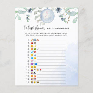 Evergreen Emoji picture game baby shower
