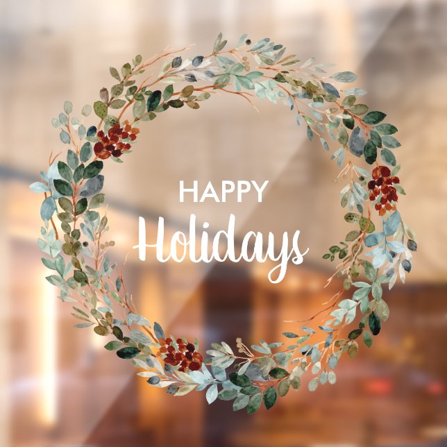 Evergreen Eucalyptus Floral Wreath Window Cling (Sheet 2)