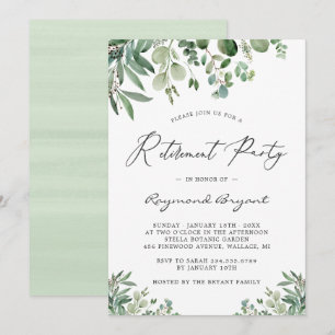 Evergreen Eucalyptus Leaves Retirement Party Invitation