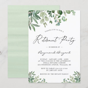 Evergreen Eucalyptus Leaves Retirement Party Invitation