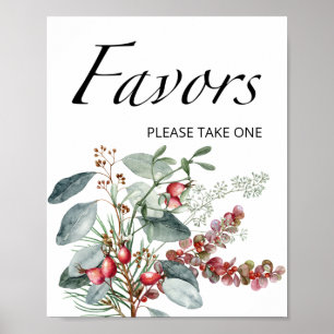 Evergreen favors sign. Winter baby shower favors  Poster