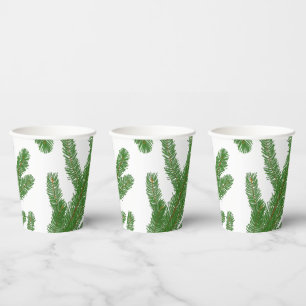 Evergreen Fir Tree Branches    Paper Cups