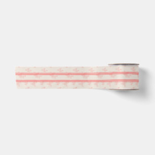 Evergreen & Flour Sack Stripe in Coral Satin Ribbon