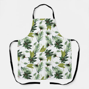 Evergreen foliage pattern apron