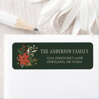Evergreen Folk Floral Christmas Return Address