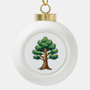 Evergreen forest ceramic ball christmas ornament