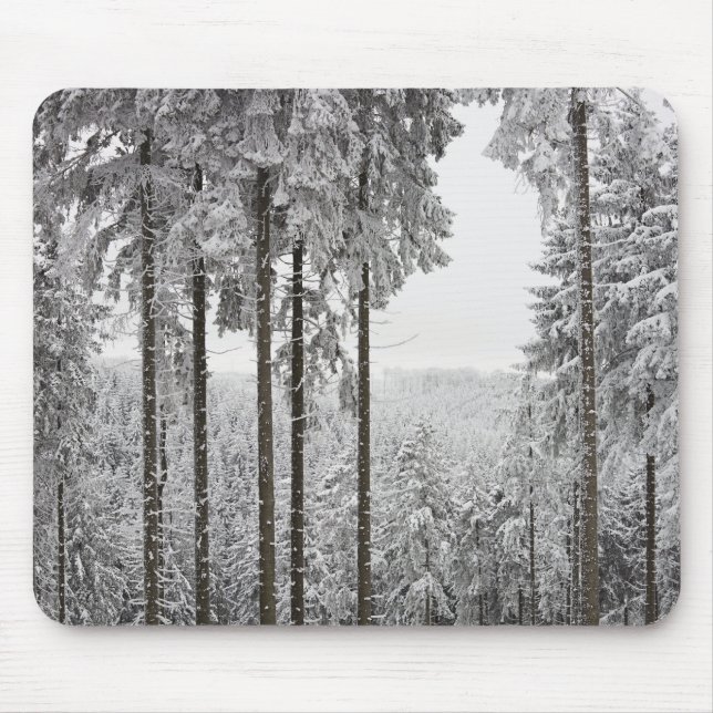 Evergreen forest in winter mouse mat (Front)