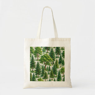 Evergreen Forest Tree Pattern Tote Bag