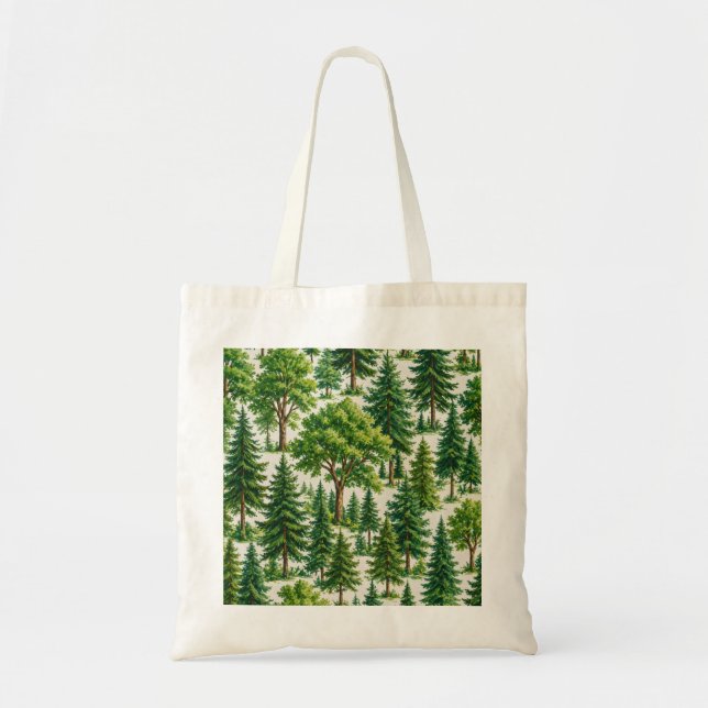 Evergreen Forest Tree Pattern Tote Bag (Front)