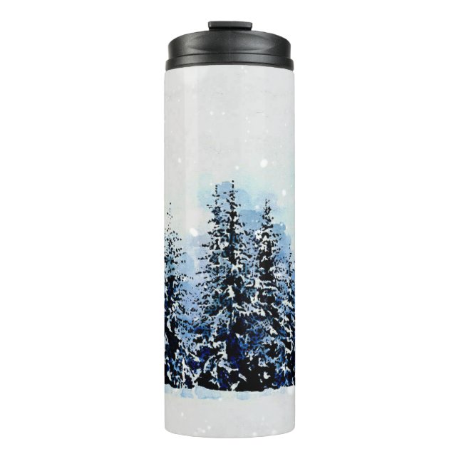 Evergreen Forest with Snow Travel Thermal Tumbler (Front)