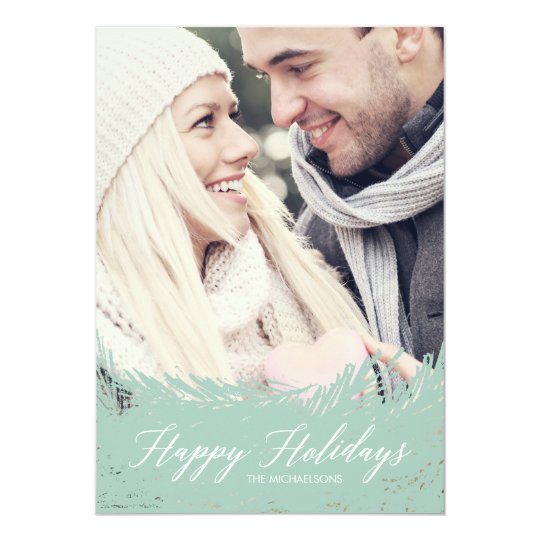 Evergreen Frost Christmas Photo Card