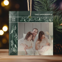Evergreen Garland Frame Modern Photo Christmas