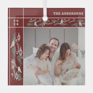 Evergreen Garland Frame Photo Christmas Glass Tree Decoration