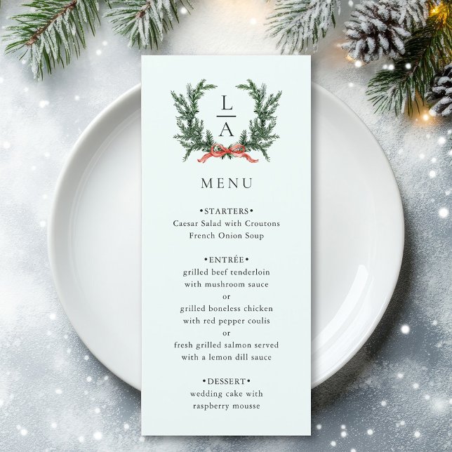 Evergreen Garland Wreath Wedding Mint Green Menu (Creator Uploaded)