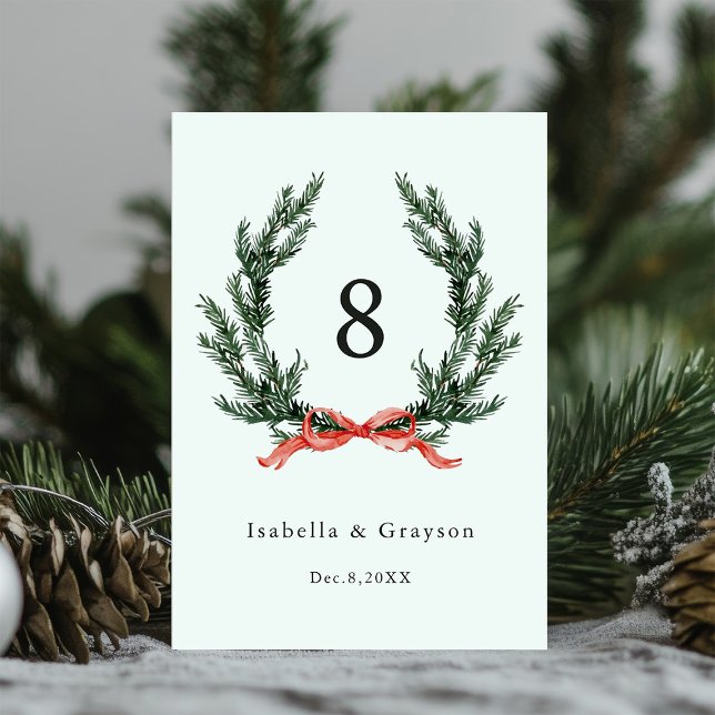 Evergreen Garland Wreath Wedding Mint Green Table Number (Creator Uploaded)
