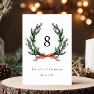 Evergreen Garland Wreath Wedding Table Number