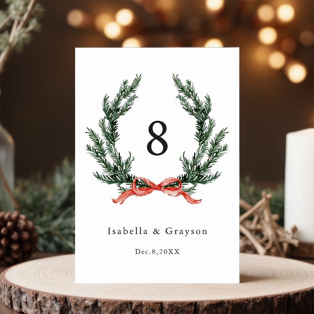 Evergreen Garland Wreath Wedding Table Number (Creator Uploaded)