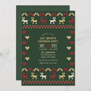 Evergreen Glow Ugly Sweater Christmas Party Invitation