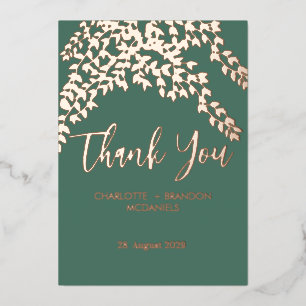 Evergreen GoldLeaves Wedding Thank You
