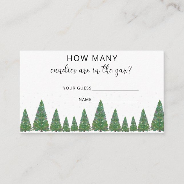 Evergreen guess how many candies enclosure card (Front)